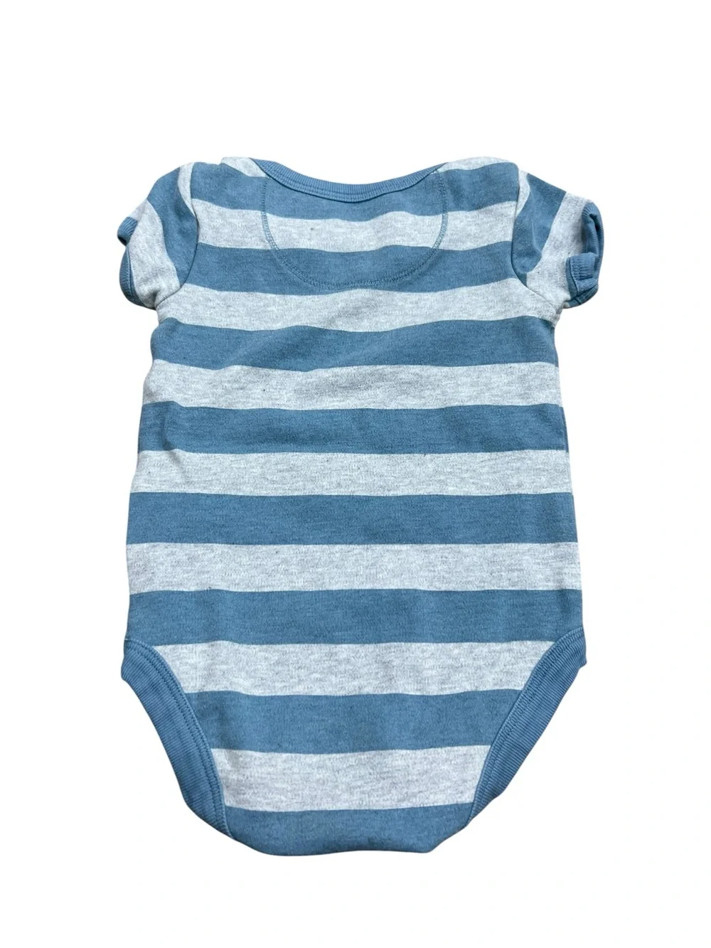 Pact Blue & Gray Striped Baby One-Piece Bodysuit Size 0-3 Months